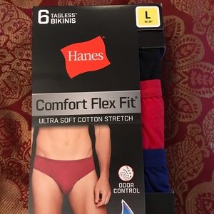 Men’s Hanes Comfort Flex Fit Tagless Bikini Underwear Briefs 6 Pack Brand New